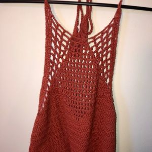 Forever21 woven scoop back tie around neck tank